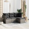 vidaXL Garden Sofa Set Grey PE rattan, powder-coated steel, 100% polyester
