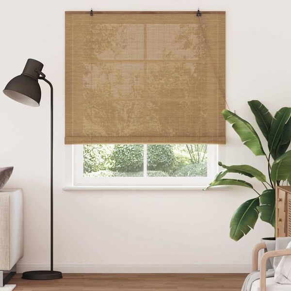 vidaXL Roller Blind with Curtains Manual Brown 55.12 x 86.61 in Bamboo