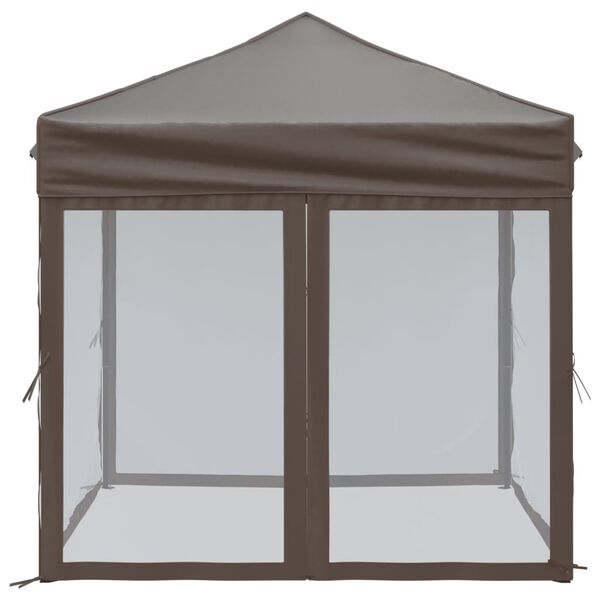 vidaXL Folding Party Tent with Sidewalls Taupe 6.6'x6.6'