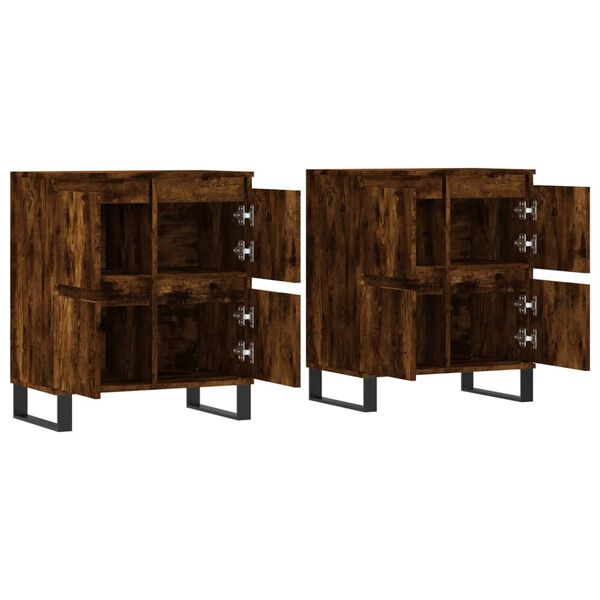 vidaXL Sideboard Set of 2 Smoked Oak Engineered Wood Sideboard