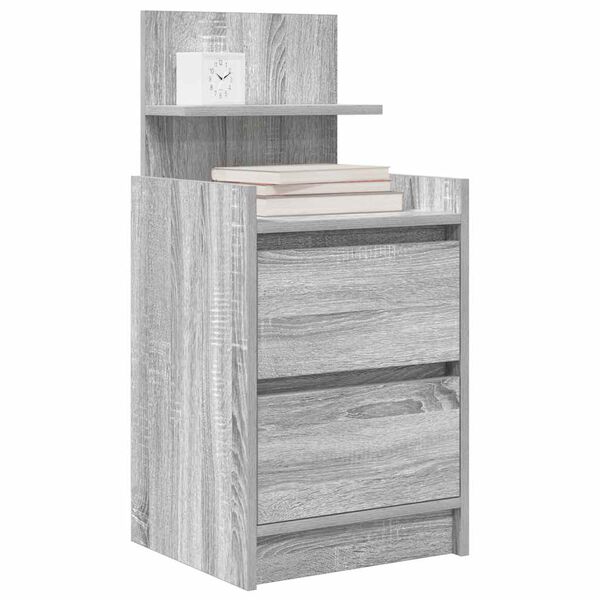 vidaXL Bedside Cabinet Set of 2 Grey Sonoma Engineered wood Medium