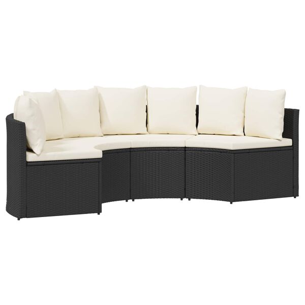 vidaXL 2 Piece Patio Sofa Set with Cushions Poly Rattan Black