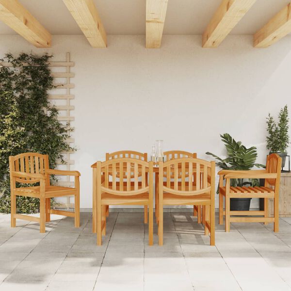 vidaXL Garden Dining Set Natural Teak 7 Piece Stackable Rectangular