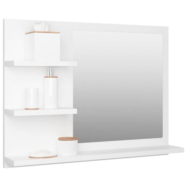 vidaXL Mirror White Engineered wood, Acrylic Medium Bathroom Mirror
