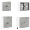 vidaXL Kitchen Cabinet Set Concrete gray Engineered wood and glass Normal