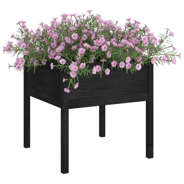 vidaXL Garden Planter Set of 2 Black Solid Pine wood Large Planters