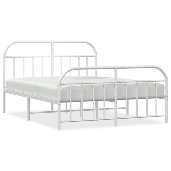 vidaXL Bed Frame White Steel Full Bed Frame Rectangular Traditional