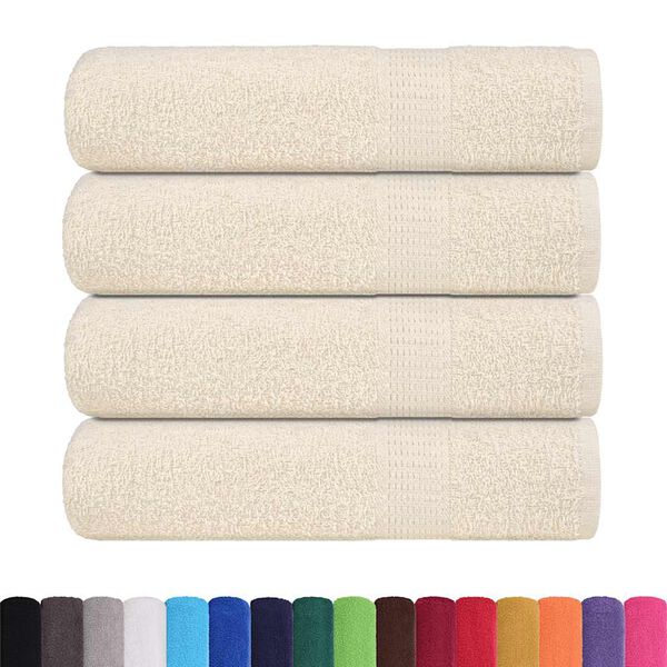 vidaXL Shower Towel Set of 4 Cream 100% Cotton Standard Shower Towel