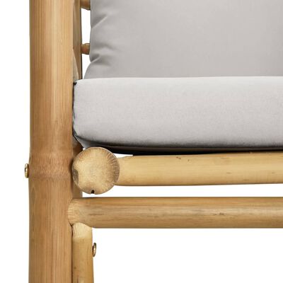 vidaXL 8 Piece Patio Lounge Set with Light Gray Cushions Bamboo