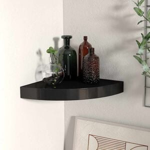 vidaXL Corner Shelf Black Honeycomb MDF, metal Small Wall mounting