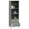 vidaXL Bookcase Grey Solid pine wood Tall Bookcase Rectangular