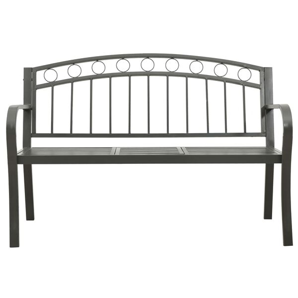 vidaXL Garden Bench With Table Grey Powder-coated Steel Medium Durable