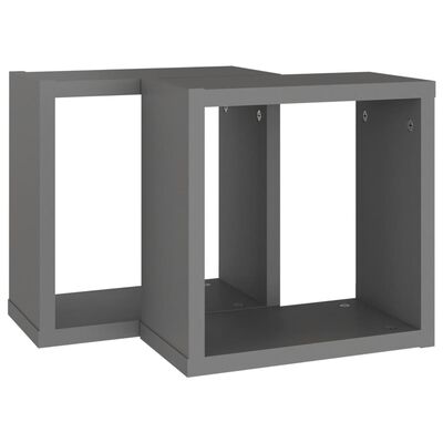 vidaXL Wall Cube Shelves 2 pcs Gray 11.8"x5.9"x11.8"