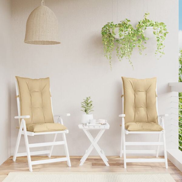vidaXL Highback Chair Cushion Set of 2 Melange Beige