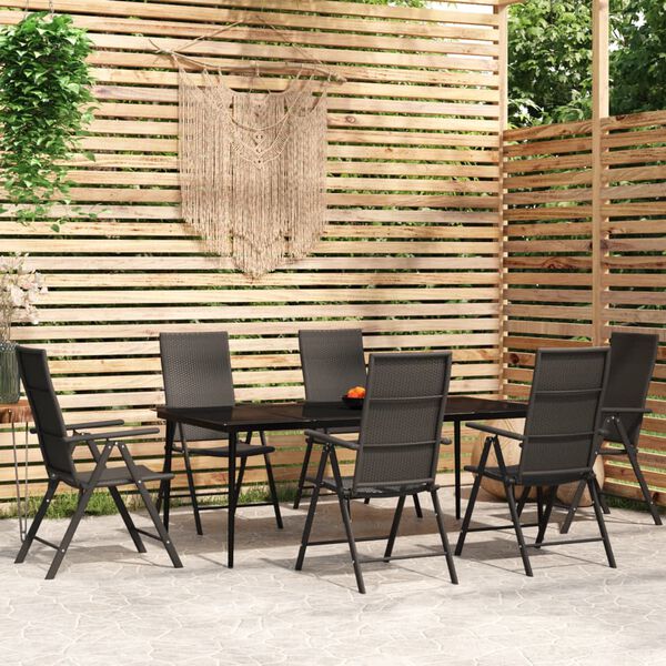 vidaXL Garden Dining Set Black