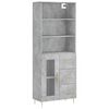 vidaXL Highboard Concrete Grey Engineered Wood, Iron, Glass Extra Tall