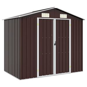 vidaXL Garden Shed Brown Galvanized steel Large Garden Shed