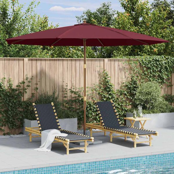 vidaXL Garden Parasol Burgundy Polyester, Laminated bamboo, Hardwood Large