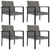 vidaXL Garden Dining Chair Set of 4 Gray Poly Rattan, Powder-Coated Steel