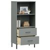 vidaXL Bookcase Grey Solid pine wood, Metal Tall Bookcase Rectangular