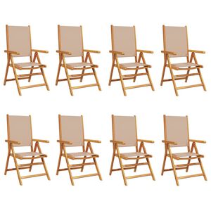 vidaXL Garden Chair Set of 8 Taupe Solid acacia wood Medium Foldable