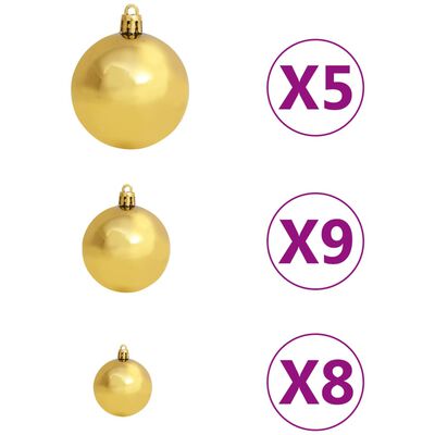 vidaXL Artificial Half Christmas Tree with LEDs&Ball Set Green 47.2"