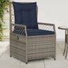 vidaXL Reclining Patio Chair Gray PE rattan Standard Adjustable Feet