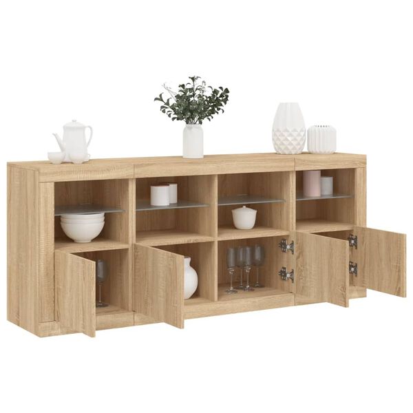 vidaXL Sideboard Sonoma oak Engineered wood, glass Large Sideboard