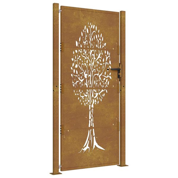 vidaXL Garden Gate 39.4x78.7" Corten Steel Tree Design