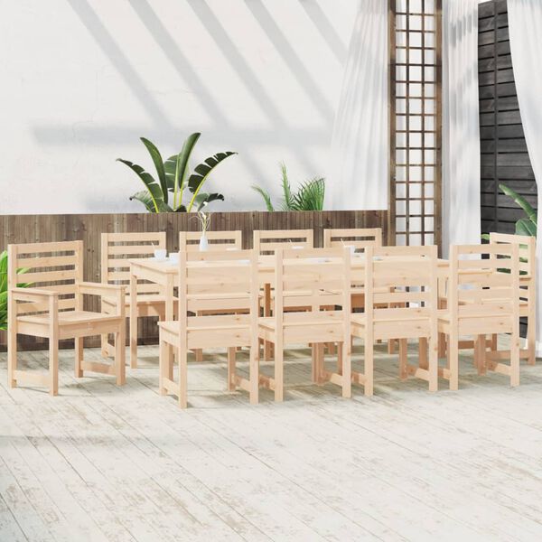 vidaXL Garden Dining Set Natural Pine Solid Pine Wood Large Durable