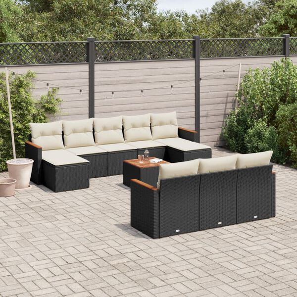 vidaXL Garden Sofa Set Black, Cream White
