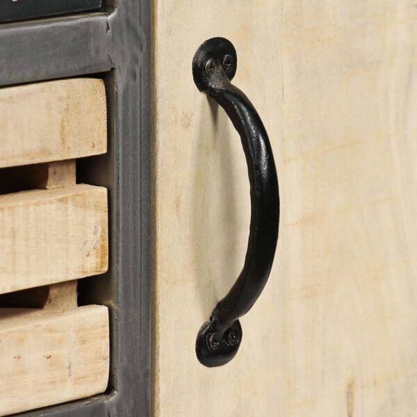 vidaXL Sideboard Natural Mango Wood With Steel Accents