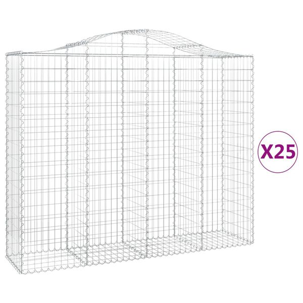 vidaXL Arched Gabion Baskets 25 pcs 78.7x19.7x160/180" Galvanised Iron