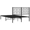 vidaXL Bed Frame Black Powder-Coated Steel Small Double Bed Frame