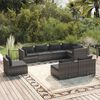vidaXL Garden Lounge Set Grey PE rattan, powder-coated steel, plastic
