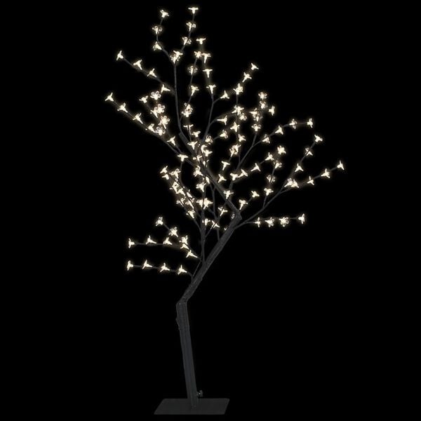 vidaXL Christmas Tree Black and Warm White Plastic, Metal 4 ft