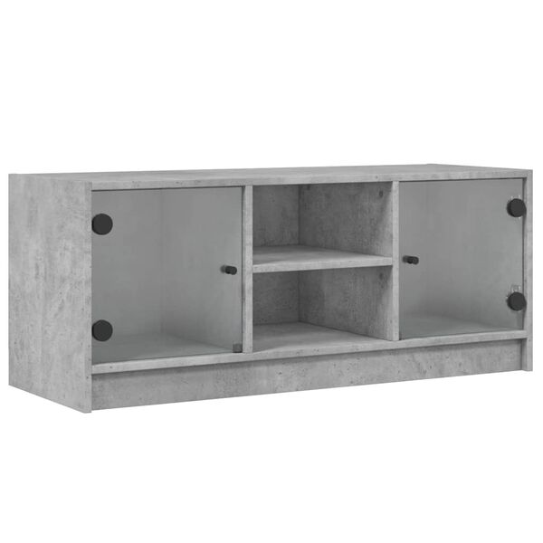 vidaXL TV Cabinet Concrete gray Engineered wood, glass Medium TV Cabinet
