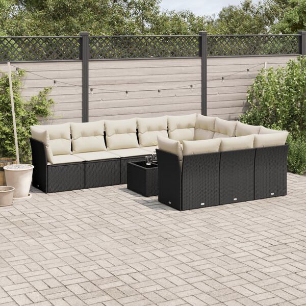 vidaXL Garden Sofa Set Black Poly Rattan Large Modular Garden Sofa Set