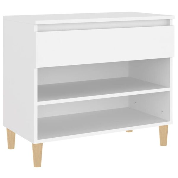 vidaXL Shoe Cabinet White Engineered wood, Solid eucalyptus wood Medium