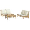 vidaXL Garden Lounge Set Cream White, Natural Bamboo, Polyester Modular