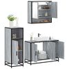 vidaXL Bathroom Furniture Set Grey sonoma Engineered wood, metal, glass