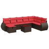 vidaXL 8 Piece Patio Sofa Set with Cushions Brown Poly Rattan