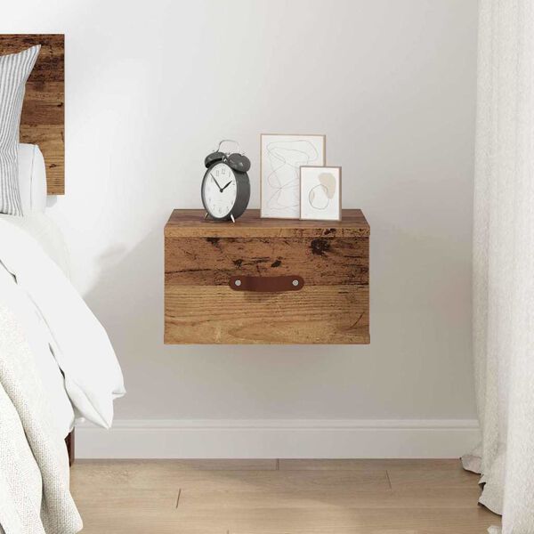 vidaXL Wall-mounted Bedside Cabinet Old Wood 13.78 x 13.78 x 7.87 in