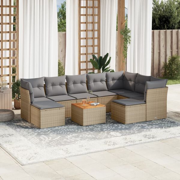 vidaXL Garden Sofa Set Beige, Light Grey