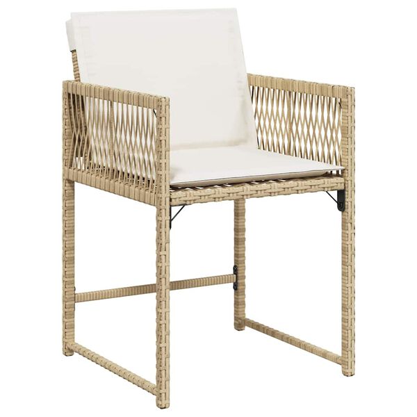 vidaXL Garden Chair Set of 4 Beige PE Rattan Standard Foldable