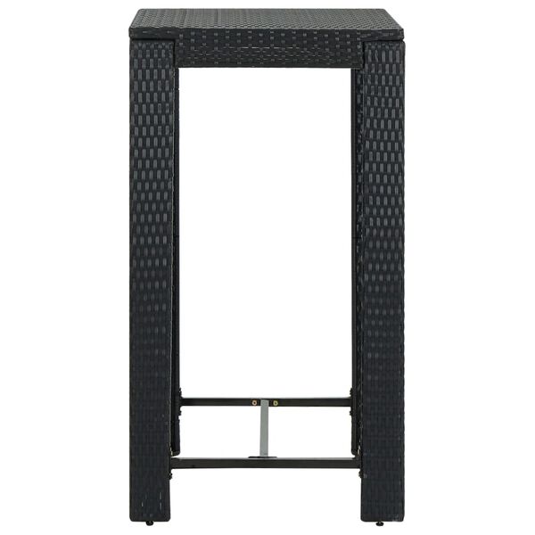 vidaXL Bar Table Black PE rattan, Powder-Coated Steel Counter Height