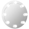 vidaXL Wall Mirror With LED Light Silver Glass, Plastic 19.7 in Diameter