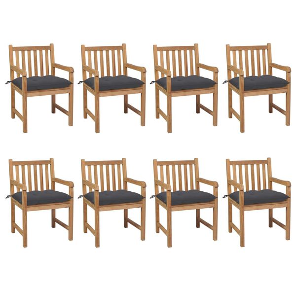 vidaXL Garden Chair Set of 8 Natural Teak Fine sanded teak hardwood