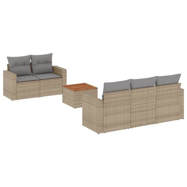 vidaXL Garden Sofa Set Beige PE rattan Large Adjustable Armrests