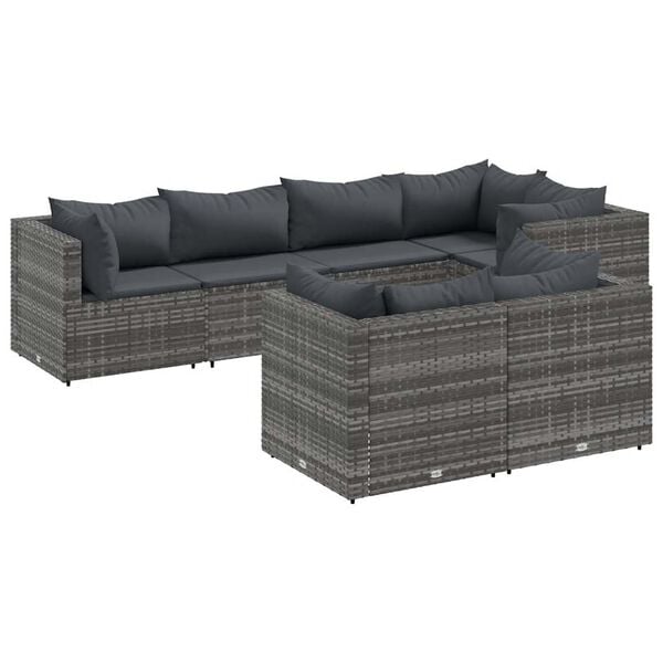 vidaXL Patio Lounge Set Set of 7 Grey, Anthracite